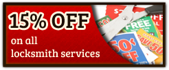 15% off on all locksmith services.